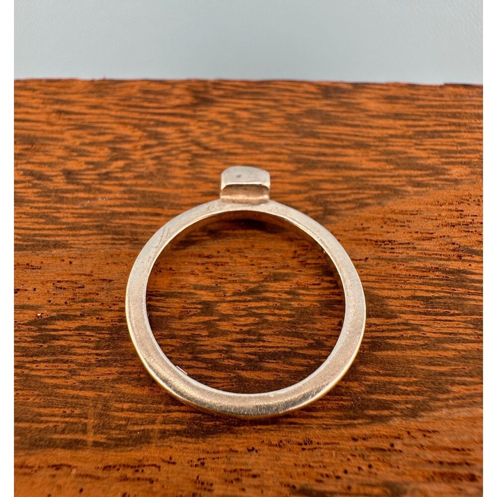 Vintage 925 Sterling Silver Turquoise Ring Square Minimalist Dainty Size 7.75" - Picture 12 of 12